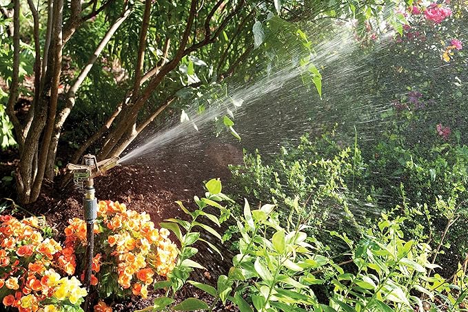 Rain Bird 35ADJTNTB Brass Impact Sprinkler, Adjustable 0° - 360° Pattern, 23' - 50' Spray Distance, Grey