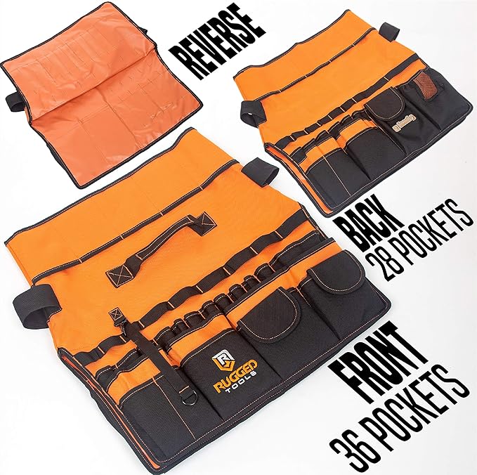 Rugged Tools Bucket Tool Organizer - 64 Pocket Bucket Caddy for 5 Gallon Buckets - Liner Insert for Construction, Garden, Carpenter